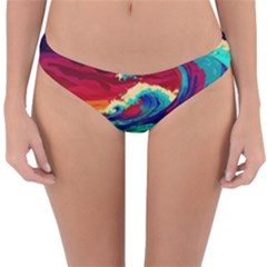 Tsunami Waves Ocean Sea Nautical Nature Water 9 Reversible Hipster Bikini Bottoms by Jancukart