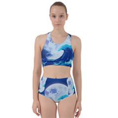 Waves Ocean Sea Tsunami Nautical 7 Racer Back Bikini Set by Jancukart