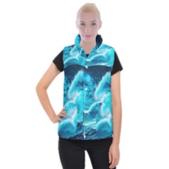 Waves Ocean Sea Tsunami Nautical 3 Women s Button Up Vest by Jancukart