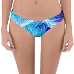 Tsunami Waves Ocean Sea Nautical Nature Abstract Blue Water Reversible Hipster Bikini Bottoms by Jancukart