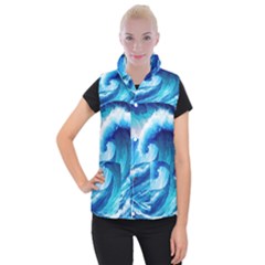 Tsunami Tidal Wave Ocean Waves Sea Nature Water 3 Women s Button Up Vest by Jancukart