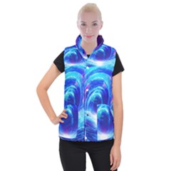 Tsunami Waves Ocean Sea Nautical Nature Water Art Work Women s Button Up Vest by Jancukart