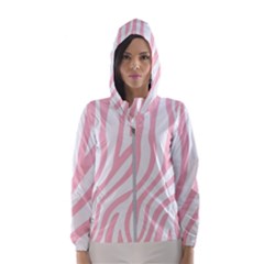 Pink Zebra Vibes Animal Print  Women s Hooded Windbreaker by ConteMonfrey