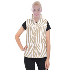 Brown Zebra Vibes Animal Print  Women s Button Up Vest by ConteMonfrey