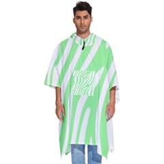 Green Zebra Vibes Animal Print  Men s Hooded Rain Ponchos by ConteMonfrey