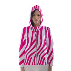 Pink Fucsia Zebra Vibes Animal Print Women s Hooded Windbreaker by ConteMonfrey