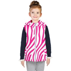 Pink Fucsia Zebra Vibes Animal Print Kids  Hooded Puffer Vest by ConteMonfrey