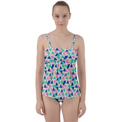 Pop Triangles Twist Front Tankini Set by ConteMonfrey