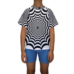 Spider Web Hypnotic Kids  Short Sleeve Swimwear by Amaryn4rt