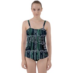 Printed Circuit Board Circuits Twist Front Tankini Set by Celenk