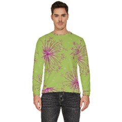 Dandelion Flower Background Nature Flora Drawing Men s Fleece Sweatshirt by Uceng