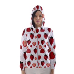 Strawberry Watercolor Women s Hooded Windbreaker by SychEva