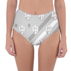 Strip-gray Reversible High-waist Bikini Bottoms by nateshop