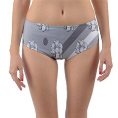 Strip-gray Reversible Mid-waist Bikini Bottoms by nateshop