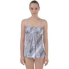 Strip-gray Babydoll Tankini Set by nateshop