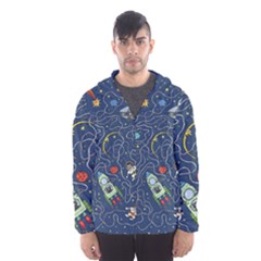 Cat Cosmos Cosmonaut Rocket Men s Hooded Windbreaker by Salman4z