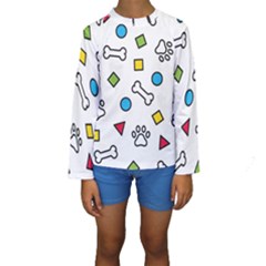 Dog Paw Seamless Pattern Footprint Bone Kids  Long Sleeve Swimwear by Salman4z