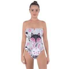 Big-set-with-cute-cartoon-animals-bear-panda-bunny-penguin-cat-fox Tie Back One Piece Swimsuit by Salman4z