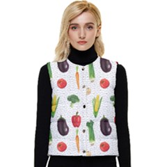 Vegetable Women s Short Button Up Puffer Vest by SychEva