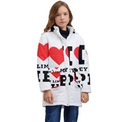 I Love Key Lime Pie Kids  Hooded Longline Puffer Jacket by ilovewhateva