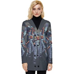 Illustration-drunk-astronaut Button Up Hooded Coat  by Salman4z