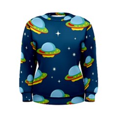 Seamless-pattern-ufo-with-star-space-galaxy-background Women s Sweatshirt by Salman4z