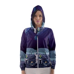 Alien-astronaut-scene Women s Hooded Windbreaker by Salman4z