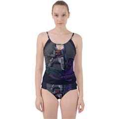 Illustration-astronaut-cosmonaut-paying-skateboard-sport-space-with-astronaut-suit Cut Out Top Tankini Set by Salman4z