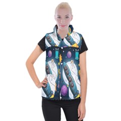 Spaceship-astronaut-space Women s Button Up Vest by Salman4z