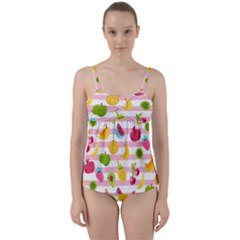 Tropical-fruits-berries-seamless-pattern Twist Front Tankini Set by Salman4z