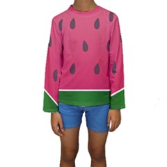 Watermelon Fruit Summer Red Fresh Food Healthy Kids  Long Sleeve Swimwear by pakminggu