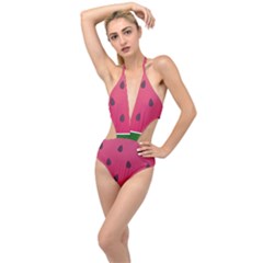 Watermelon Fruit Summer Red Fresh Food Healthy Plunging Cut Out Swimsuit by pakminggu