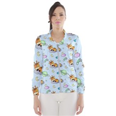 Pattern Giraffe Animal Seamless Scrapbooking Blue Women s Windbreaker by pakminggu