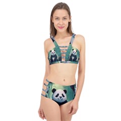 Animal Panda Forest Tree Natural Cage Up Bikini Set