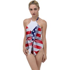 United States Of America Flag Of The United States Independence Day Go With The Flow One Piece Swimsuit by danenraven