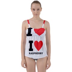 I Love Raspberry Twist Front Tankini Set by ilovewhateva