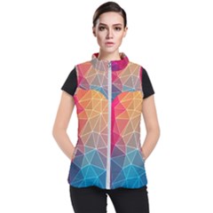 Multicolored Geometric Origami Idea Pattern Women s Puffer Vest by Bakwanart