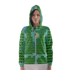 Green Retro Games Pattern Women s Hooded Windbreaker by Bakwanart