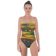 Landscape Usa Nature Washington State Trees Field Palouse Tie Back One Piece Swimsuit by Bakwanart