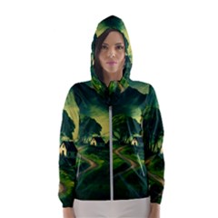 Landscape Scenery Nature Artwork Women s Hooded Windbreaker by 99art