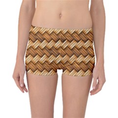 Wooden Weaving Texture Boyleg Bikini Bottoms