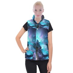 Abstract Graphics Nebula Psychedelic Space Women s Button Up Vest by 99art