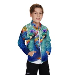 Bird-peafowl-painting-drawing-feather-birds Kids  Windbreaker by 99art