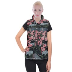 Pink Peony  Flower Women s Button Up Vest by artworkshop