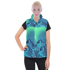 Aurora Borealis Sky Winter Snow Mountains Night Women s Button Up Vest by B30l