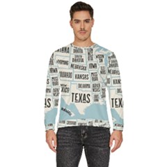 Black White Usa Map States Men s Fleece Sweatshirt by B30l