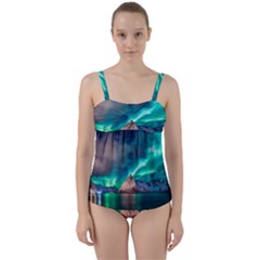 Amazing Aurora Borealis Colors Twist Front Tankini Set by B30l