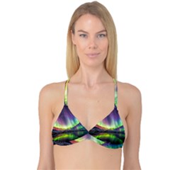 Aurora Borealis Polar Northern Lights Natural Phenomenon North Night Mountains Reversible Tri Bikini Top by B30l