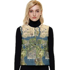 Map Illustration Gta Women s Short Button Up Puffer Vest by B30l