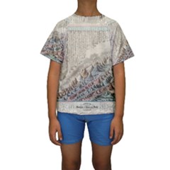 Mountain View Mountain Top Infographics Map Kids  Short Sleeve Swimwear by B30l